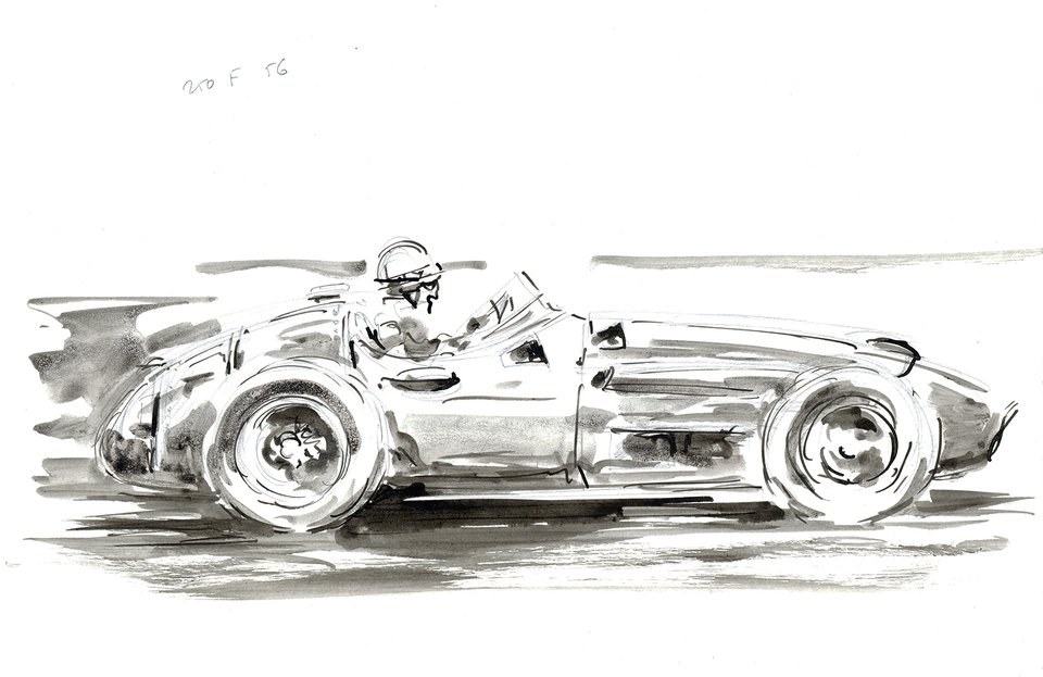 Maserati 250 F, 1956, Gouache originale François Chevalier – Affiche ancienne – François CHEVALIER – 2001