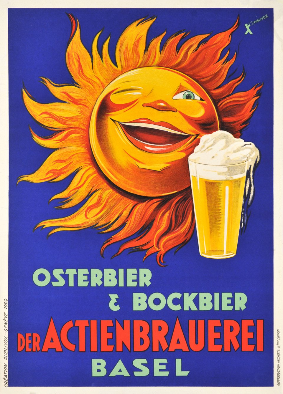 Osterbier & Bockbier, der Actienbrauerei Basel – Vintage poster – PUBLIVOX – 1929