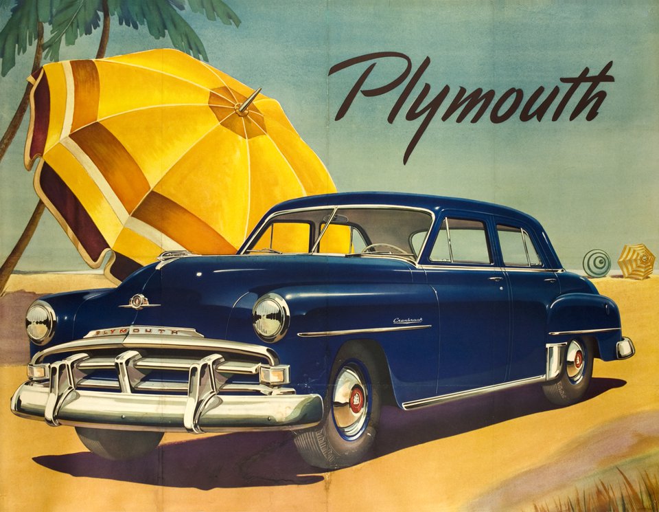 Plymouth – Affiche ancienne – YOLES – 1950