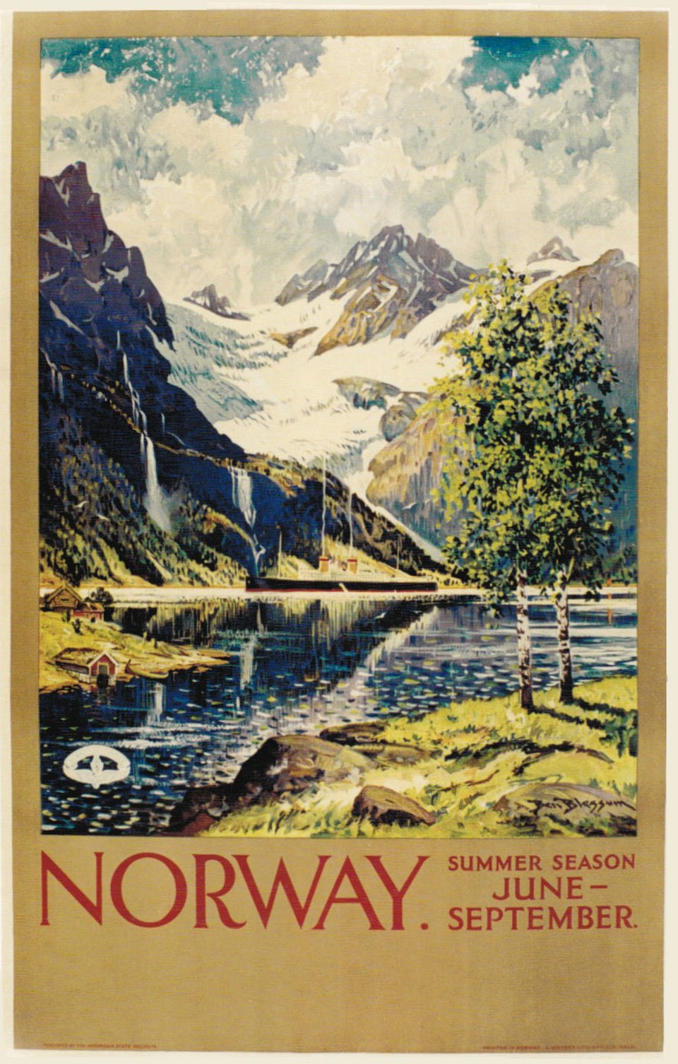 Norway, Summer season, June-September – Vintage poster – Ben BLESSUM – 1930