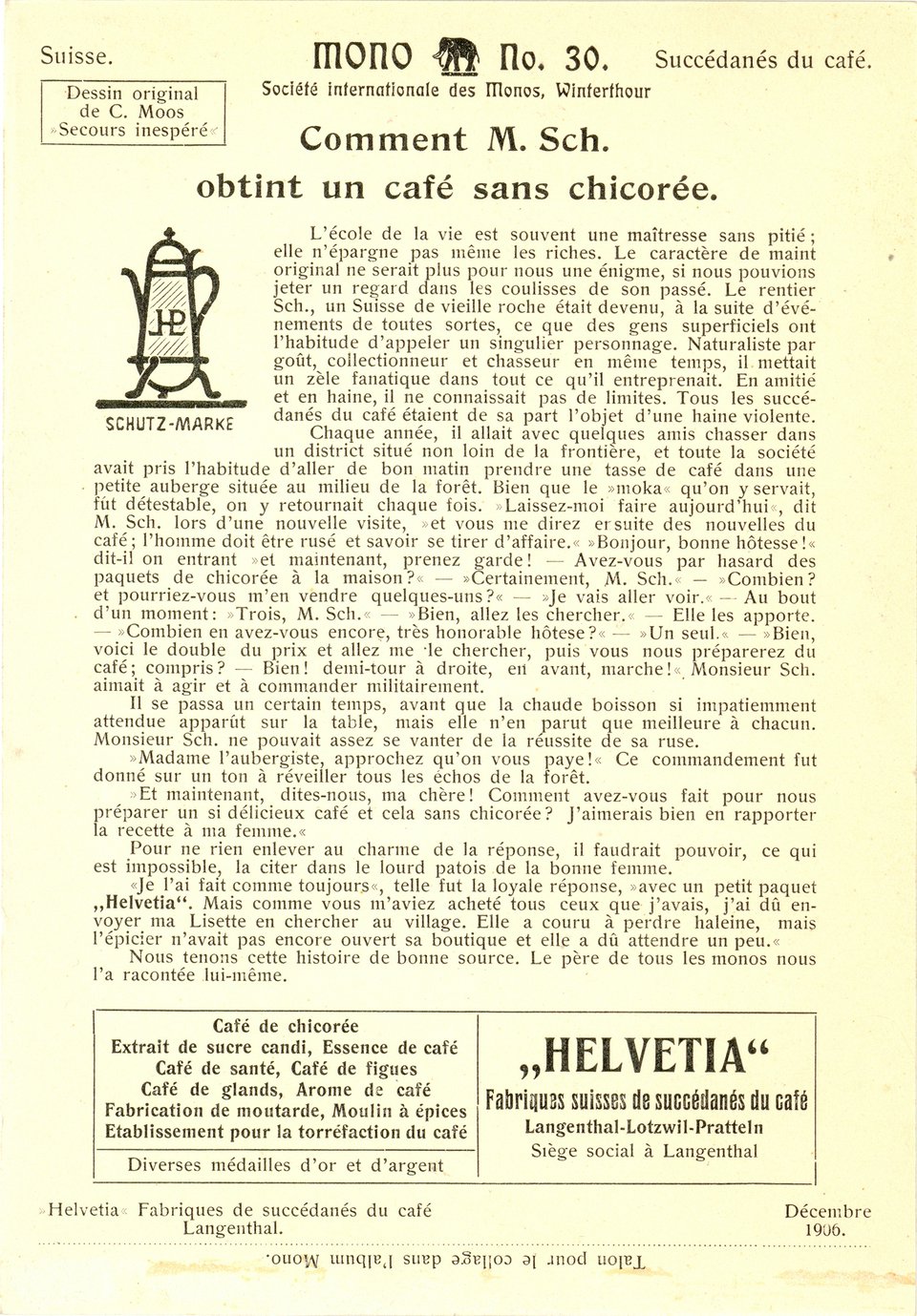 Comment M.Sch obtint un café sans chicorée, Carte Mono