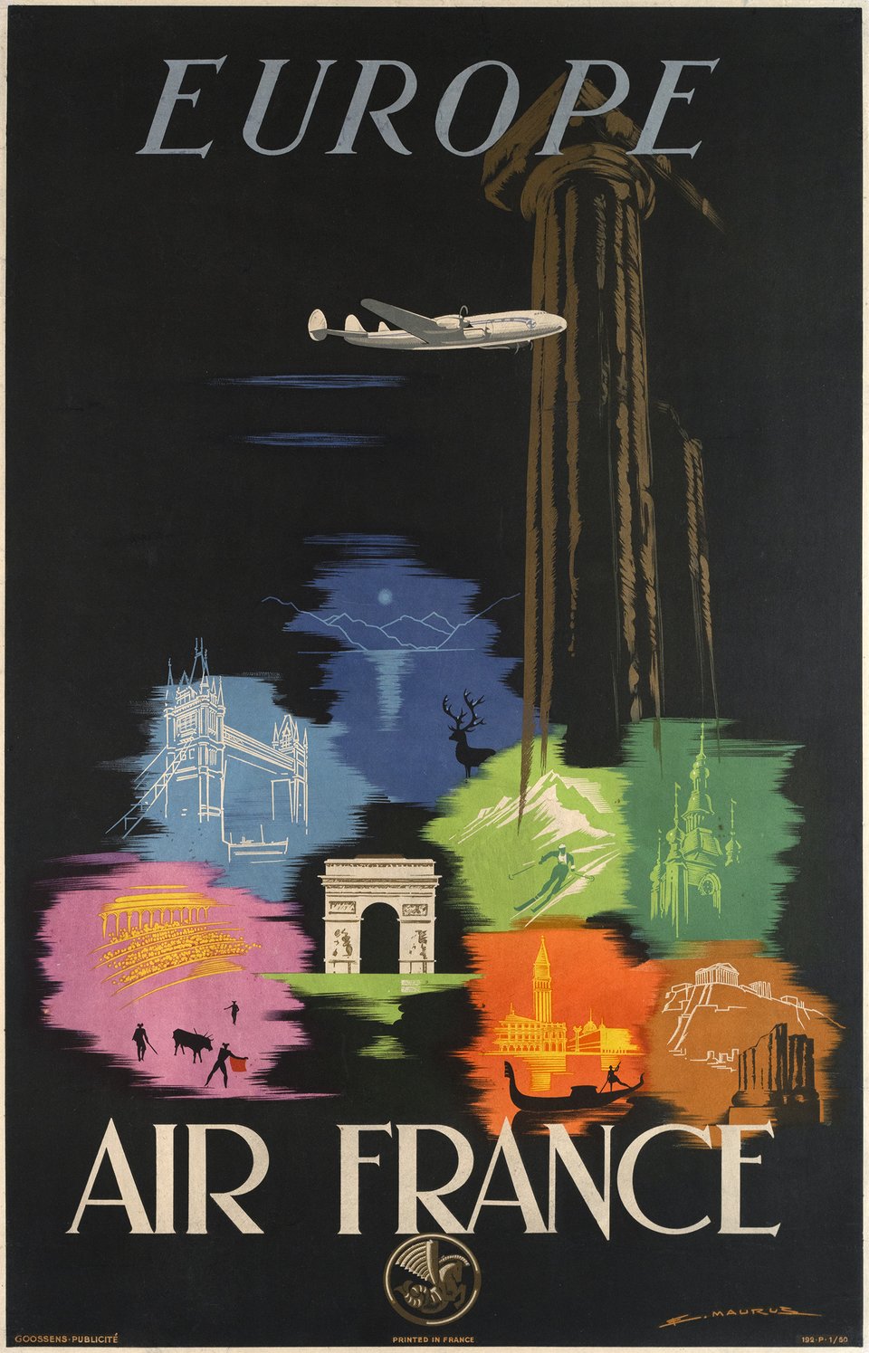 Air France, Europe – Vintage poster – Edmond MAURUS – 1950