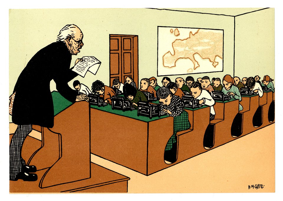 Machine à écrire Underwood, Carte Mono – Affiche ancienne – H. Glatz – 1907