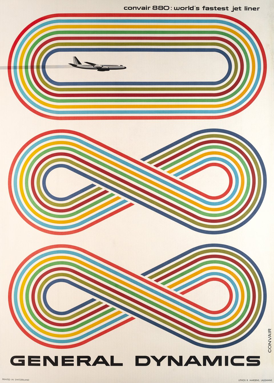 General Dynamics, Convair 880: world's fastest jetliner – Affiche ancienne – Erik NITSCHE – 1959