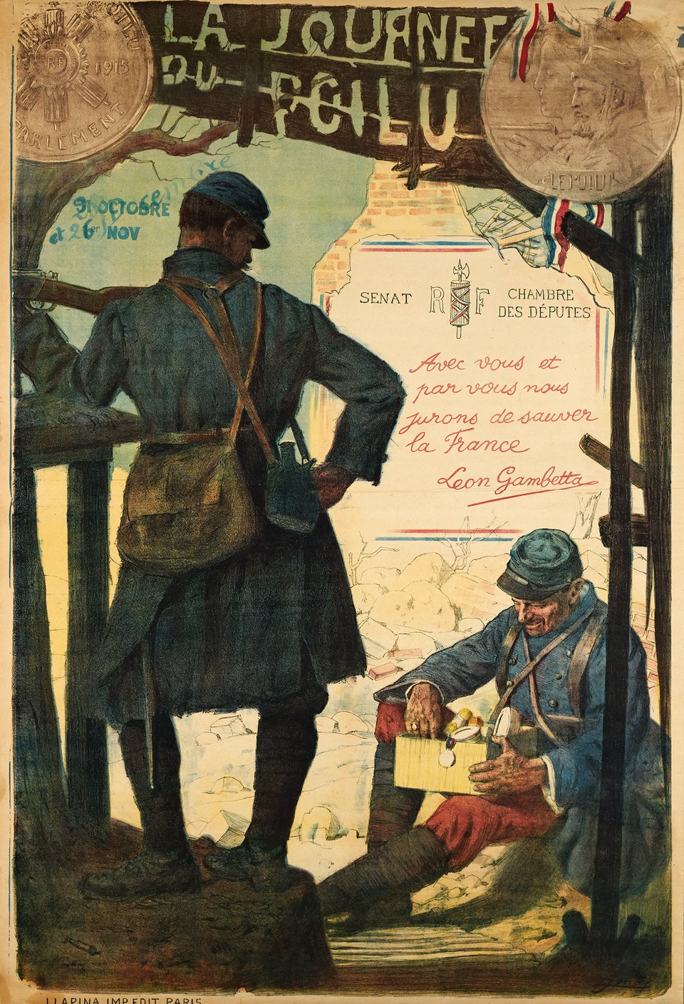 La journée du Poilu – Affiche ancienne – J. LONAY – 1915