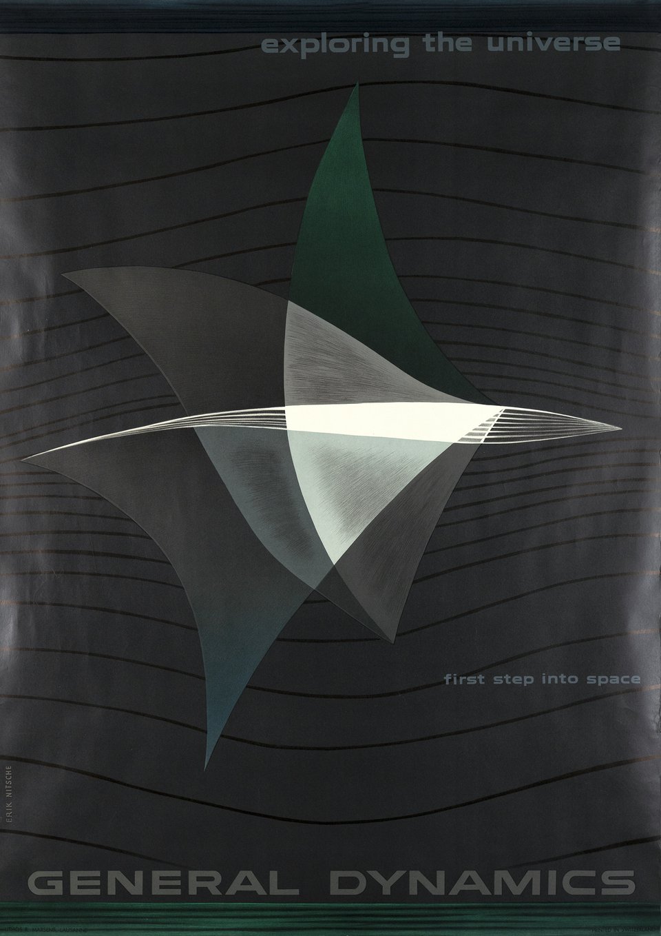 General Dynamics, Exploring the Universe, first steps into space – Affiche ancienne – Erik NITSCHE – 1957