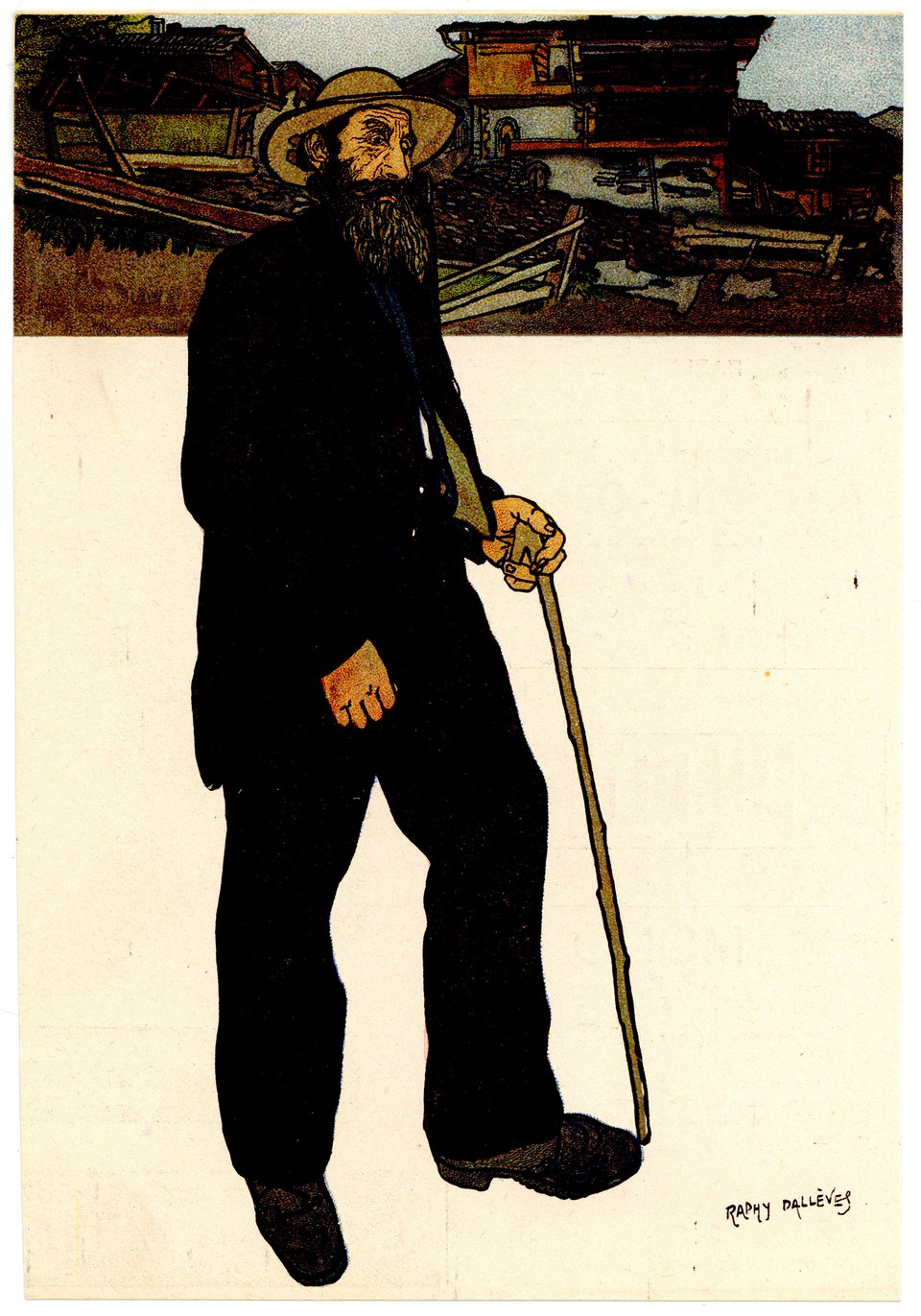 Menu Helvetica, costume valaisan – Affiche ancienne – Raphy DALLEVES – 1907