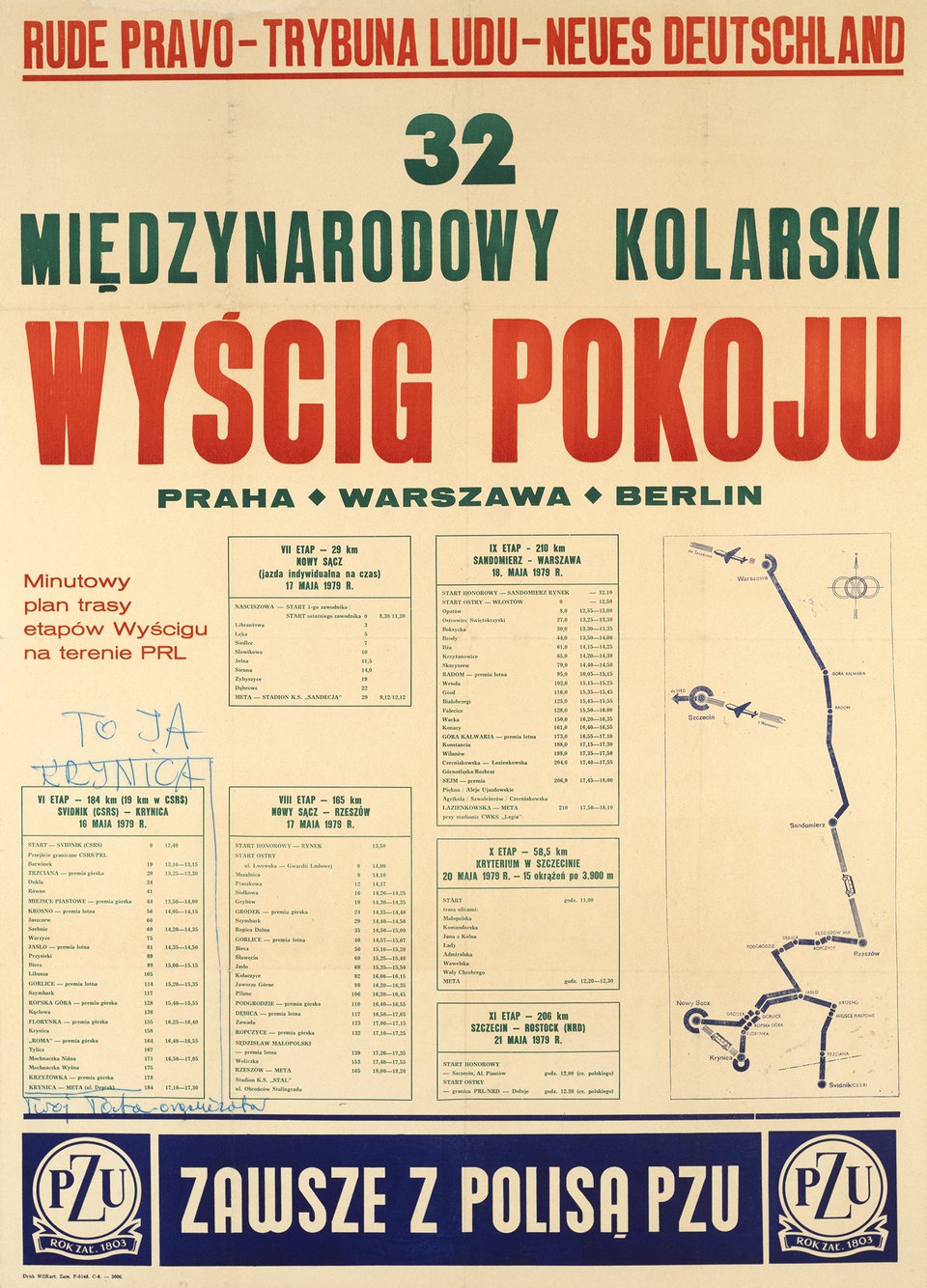 WYSCIG POKOJU, Course de la Paix, Cyclisme International – Affiche ancienne – ANONYMOUS – 1979