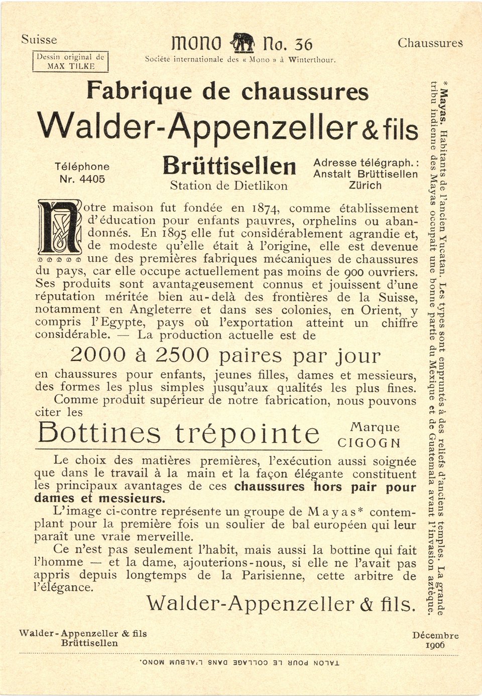 Walder-Appenzeller & fils, Carte Mono