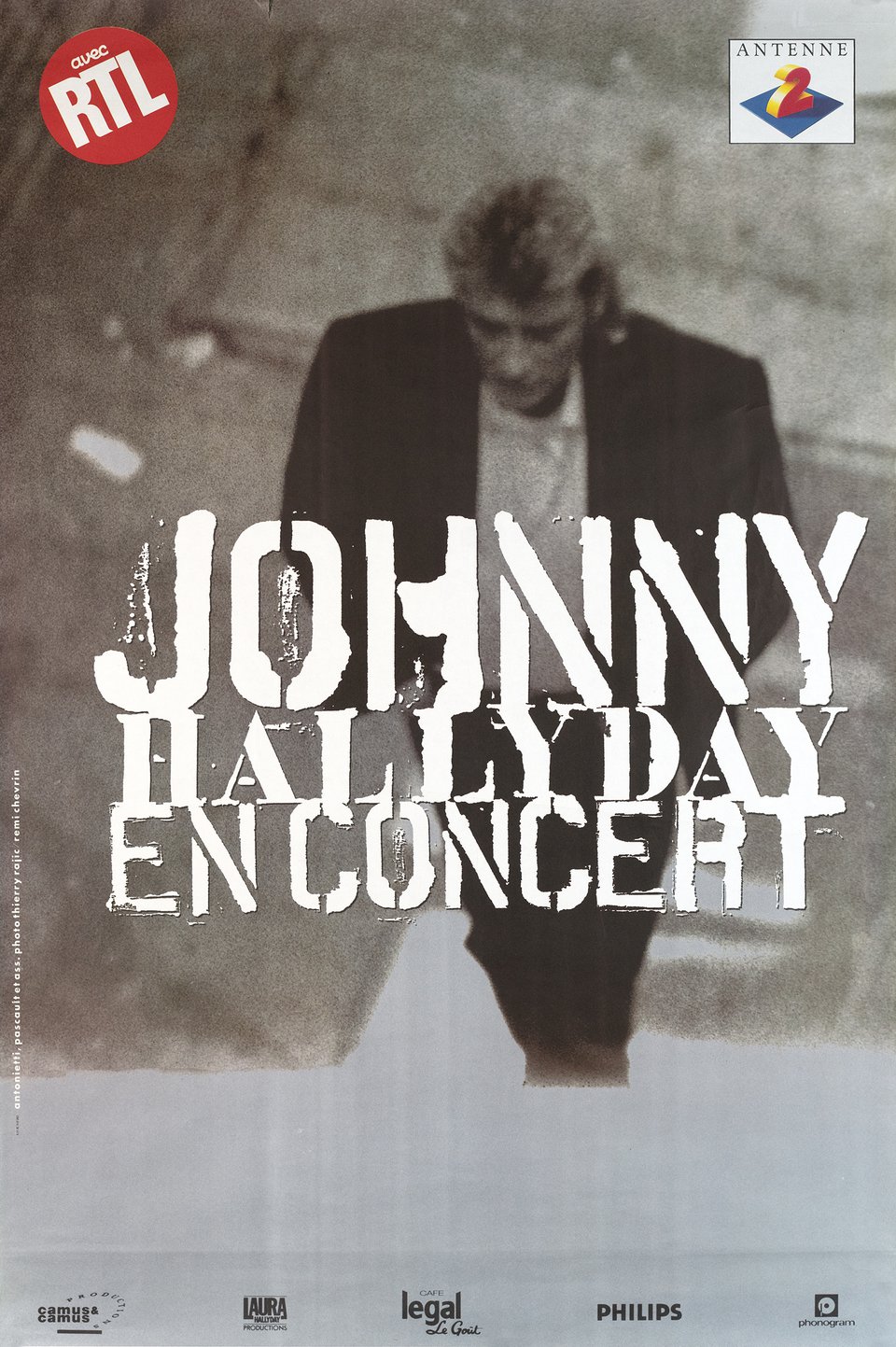 Johnny Hallyday en concert – Affiche ancienne – Thierry RAJIC – 1990