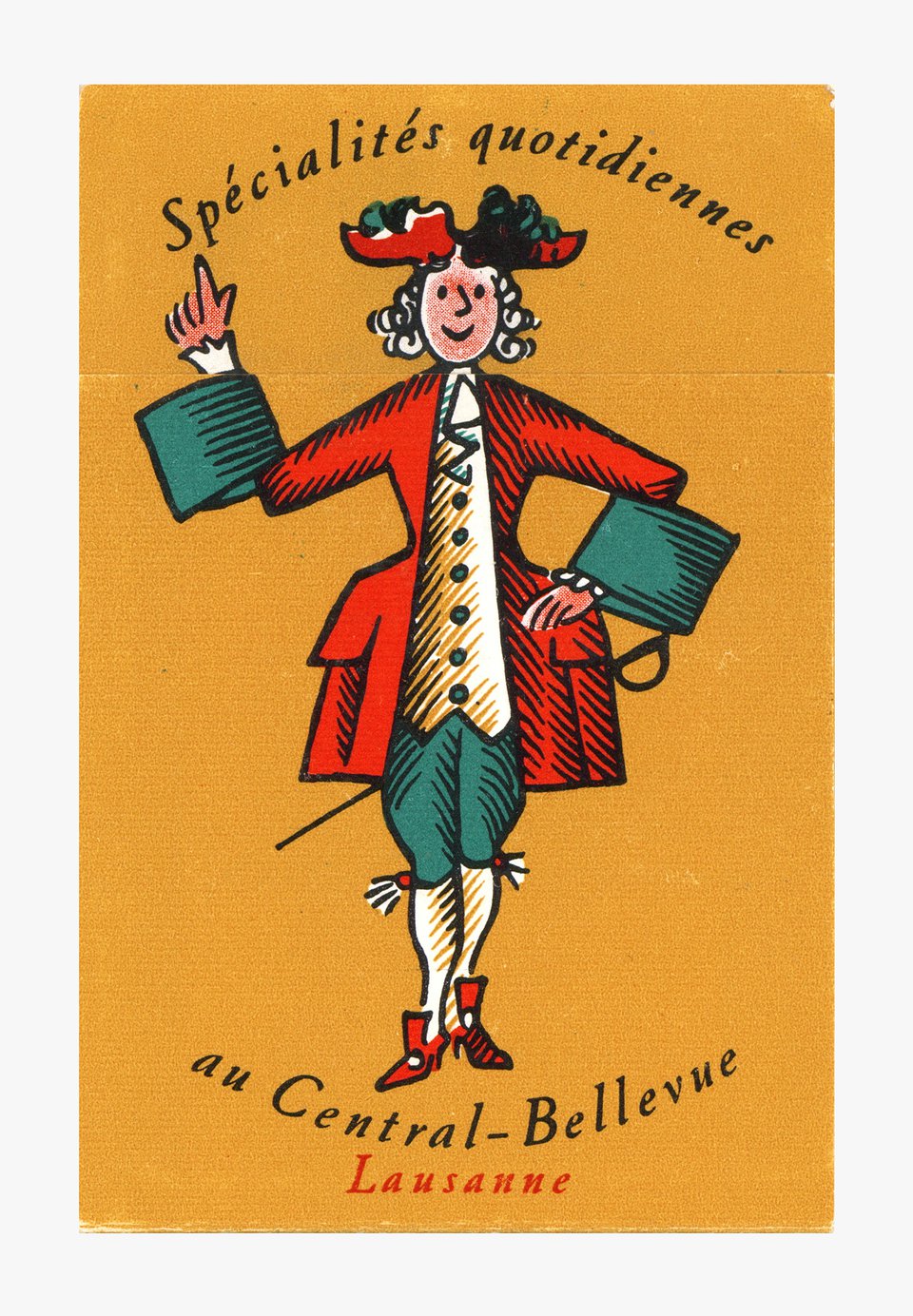 Spécialités quotidiennes au central-Bellevue – Affiche ancienne – ANONYMOUS – 1958