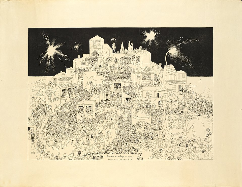 La fête au village par Dubout – Vintage poster – Albert DUBOUT – 1970