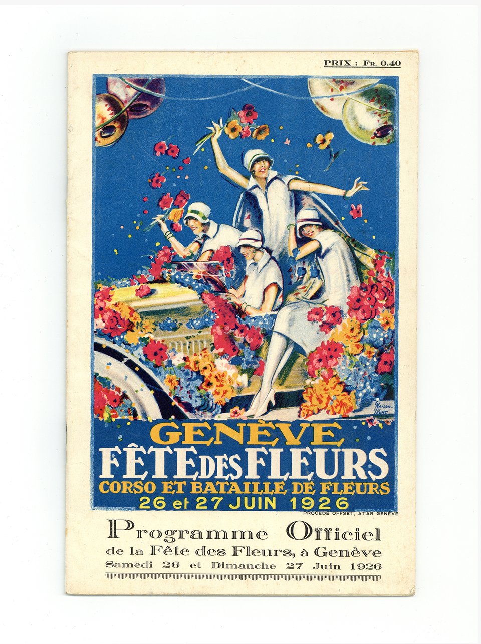 Programme officiel de la Fête des Fleurs de Genève – Affiche ancienne – E. MAISON KURT – 1926