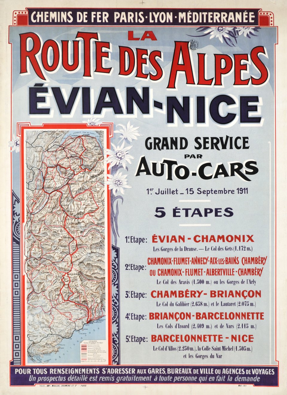 thumbnail image 2 of La Route Des Alpes 1920s Vintage French Travel Poster – 18x24 Matte Print – Alpine Road Classic 2 of 6