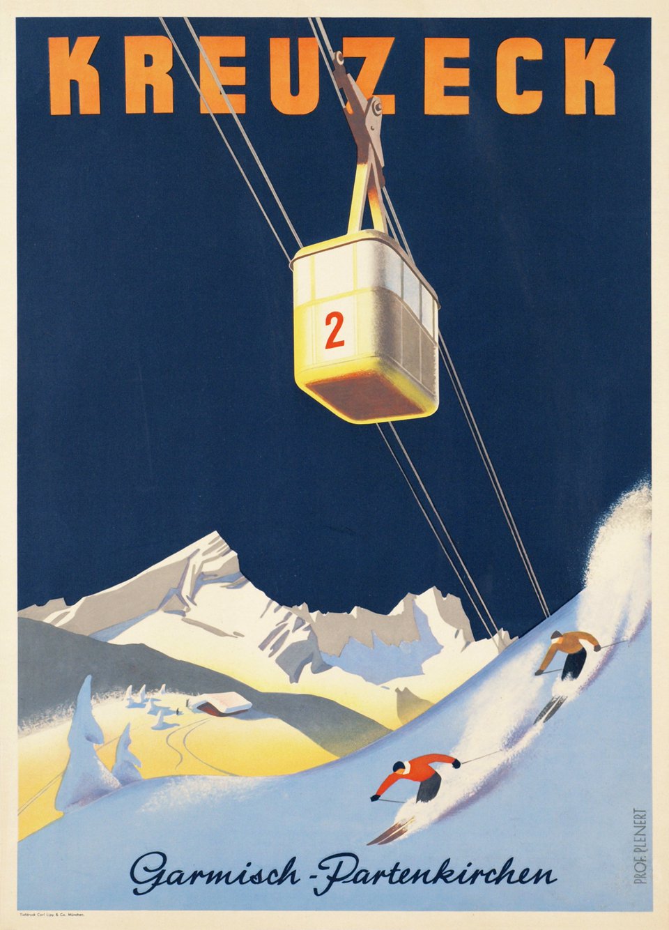 Kreuzeck, Garmisch-Partenkirchen – Affiche ancienne – PLENERT – 1935