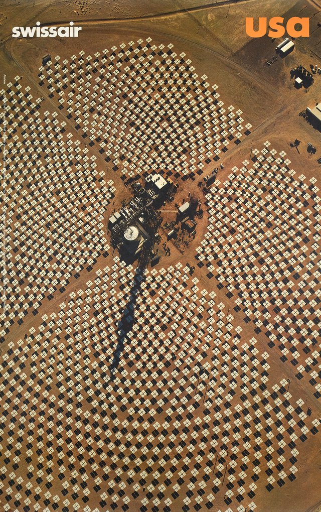 Swissair USA, "Solar One", The world's first big solar power plant, Near Barstow, California US