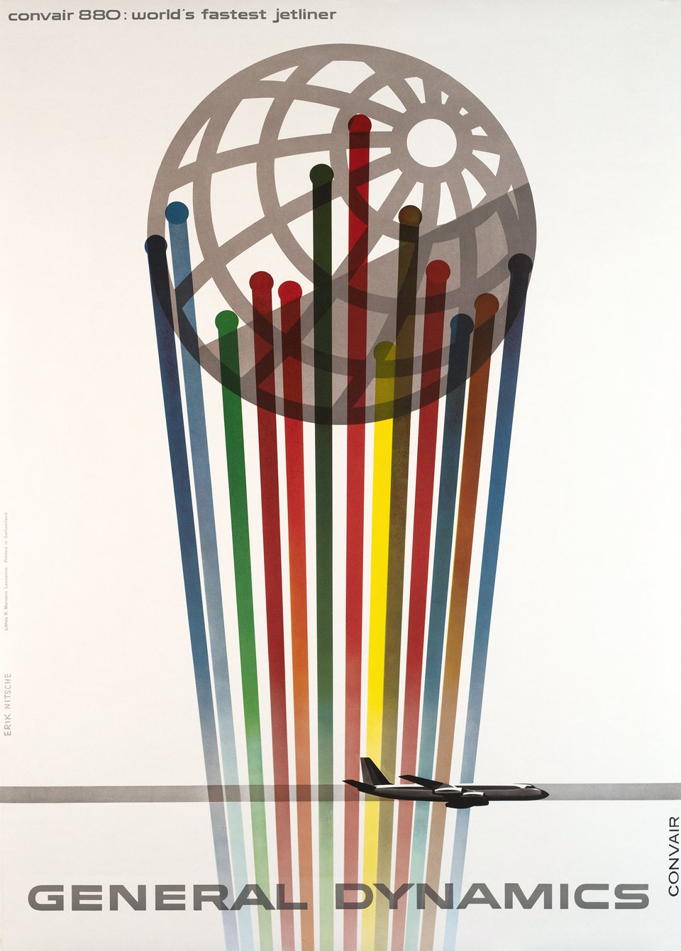 General Dynamics, Convair 880 world's fastet jetliner – Affiche ancienne – Erik NITSCHE – 1960