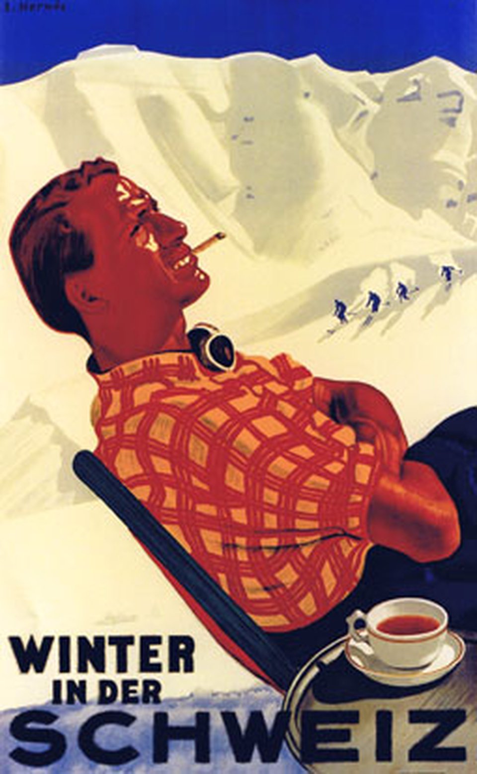 Winter in der Schweiz – Affiche ancienne – Eric HERMES – 1936