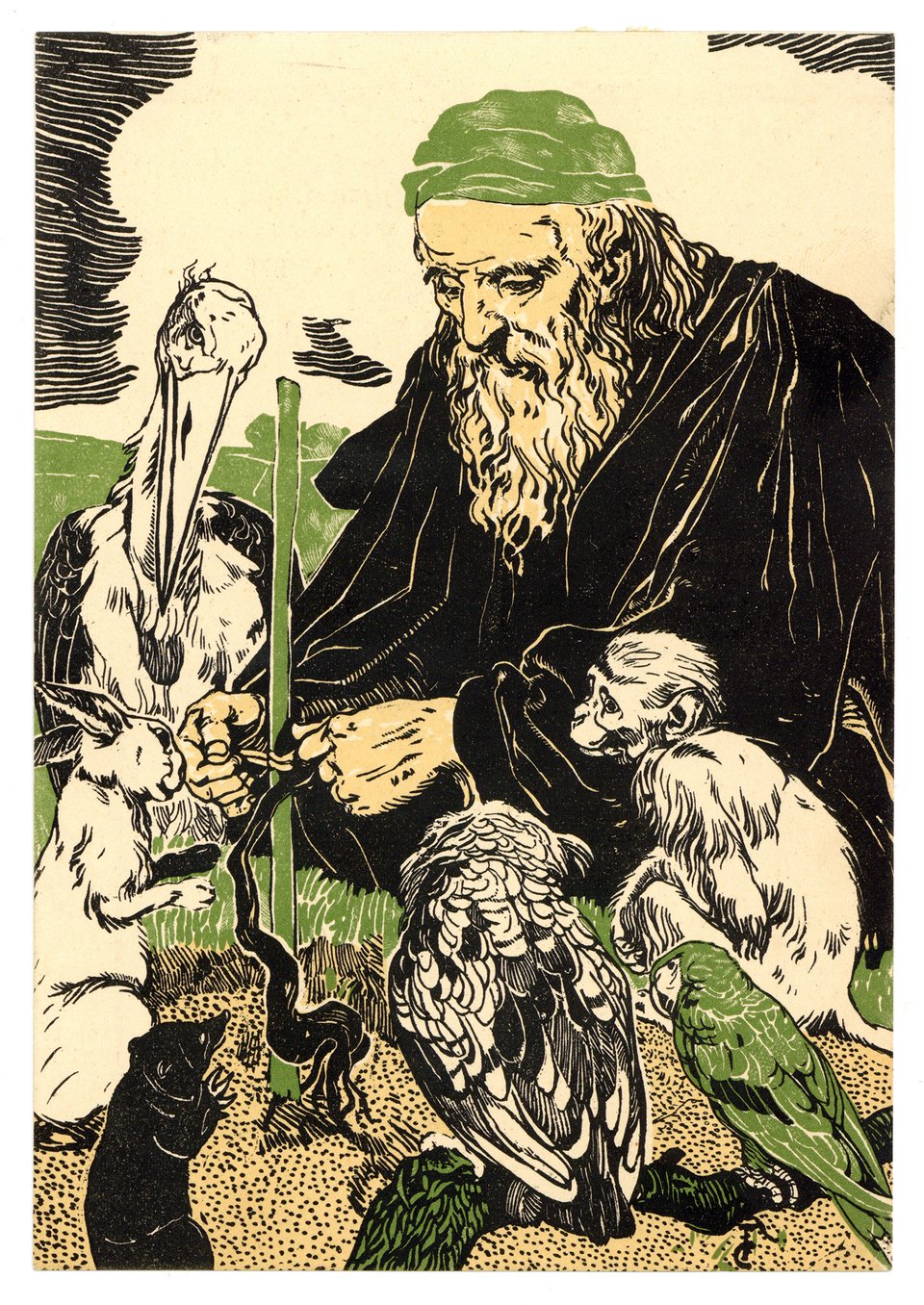 Noé plante la vigne, Carte Mono – Affiche ancienne – C. FAHRINGER – 1906