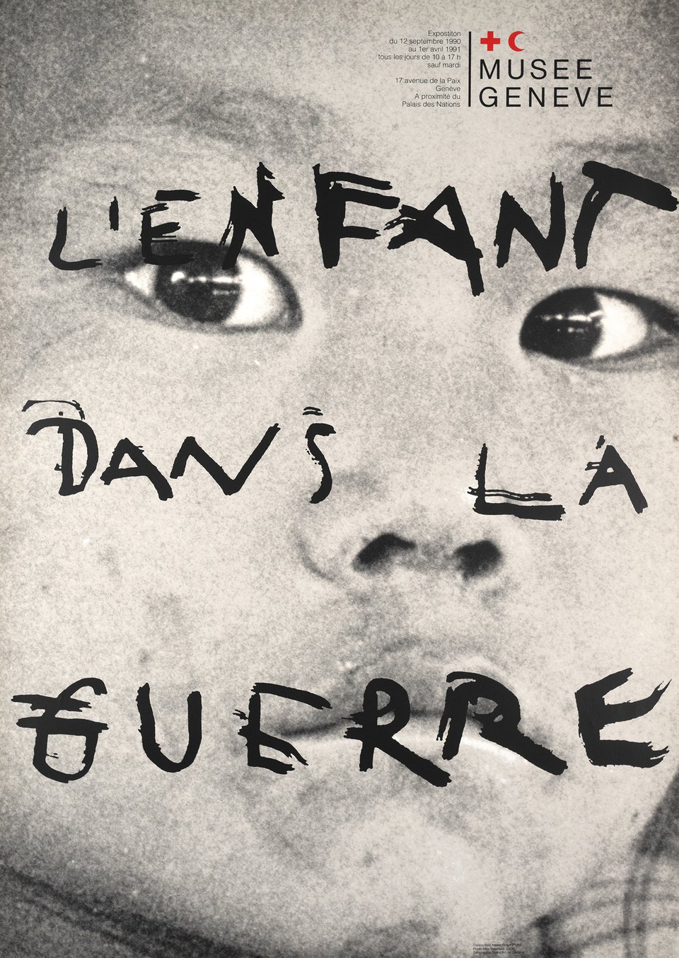 L'enfant dans la guerre, Musée de la Croix-Rouge Genève – Affiche ancienne – Roger PFUND, Max VATERLAUS – 1990