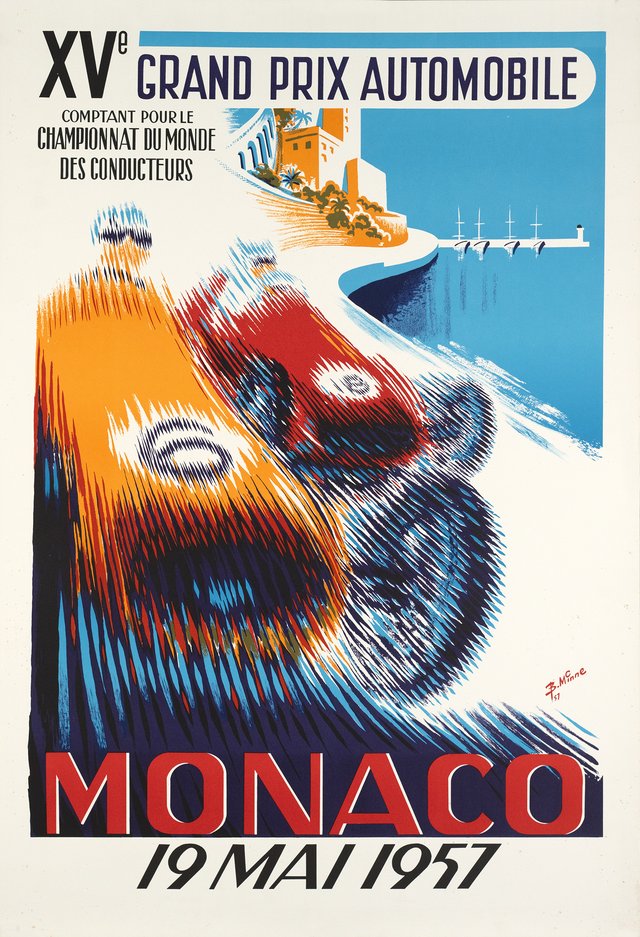 Monaco, XVe Grand Prix Automobile, 19 Mai 1957. Decorative poster 1983