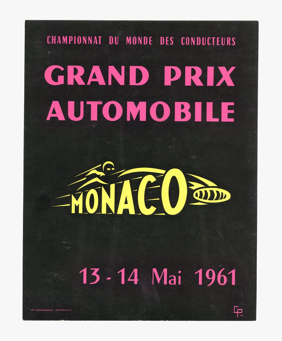 Grand Prix Automobile, Monaco 1961, Championnat du Monde des conducteurs – Vintage poster – ANONYMOUS, Monogram C P – 1961