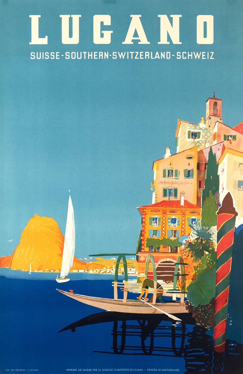 Lugano, Suisse – Vintage poster – Daniele BUZZI – 1955