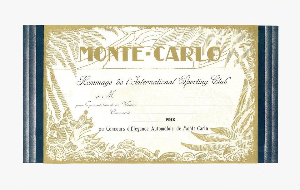 Monte-Carlo, Prix au Concours d'Élégance Automobile de Monte-Carlo, Hommage de l'International Sporting Club – Vintage poster – ANONYMOUS – 1960