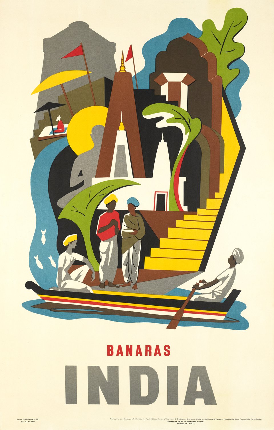 Banaras, India – Vintage poster – ANONYMOUS – 1957