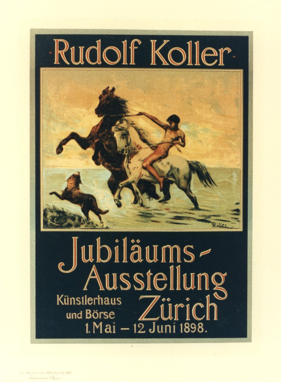 PL. 188 Rudolf Koller, Jubiläums-Ausstellung, Zürich – Vintage poster – Rudolf KOLLER – 1899