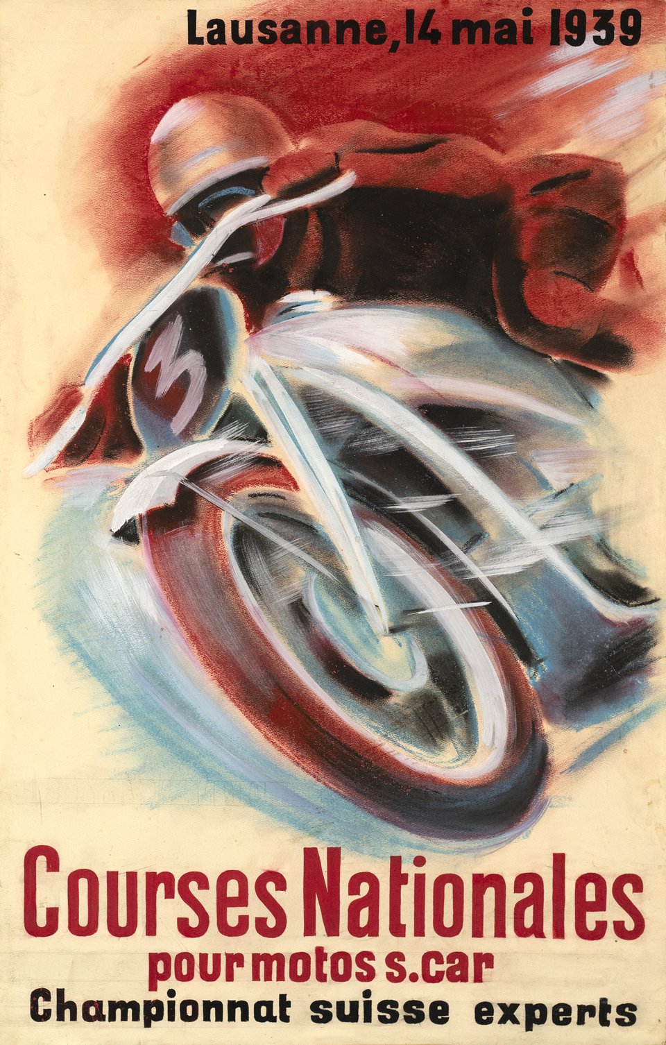 Lausanne, Courses Nationales motos, Championnat 1939 – Vintage poster – ANONYMOUS – 1939