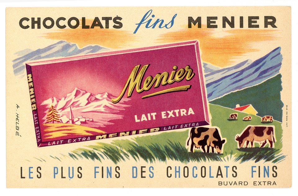 Chocolats fins Menier, Les plus fins des Chocolats fins – Affiche ancienne – A. HELBÉ – 1938