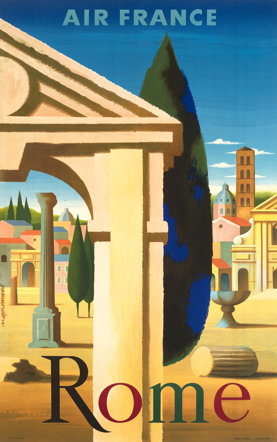 Air France, Rome – Vintage poster – Jacques NATHAN-GARAMOND – 1957