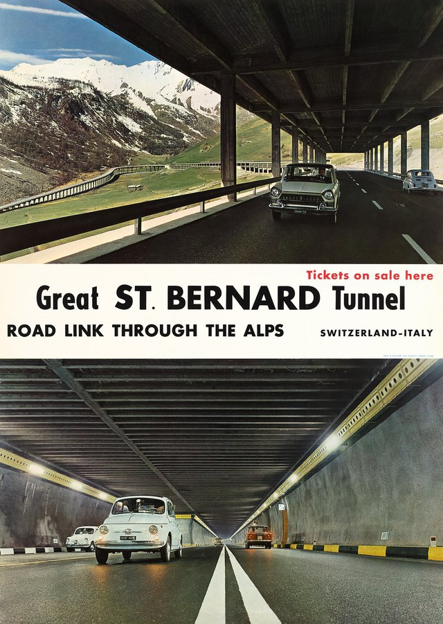 Great St. Bernard Tunnel, Road link through the Alps, Switzerland - Italy