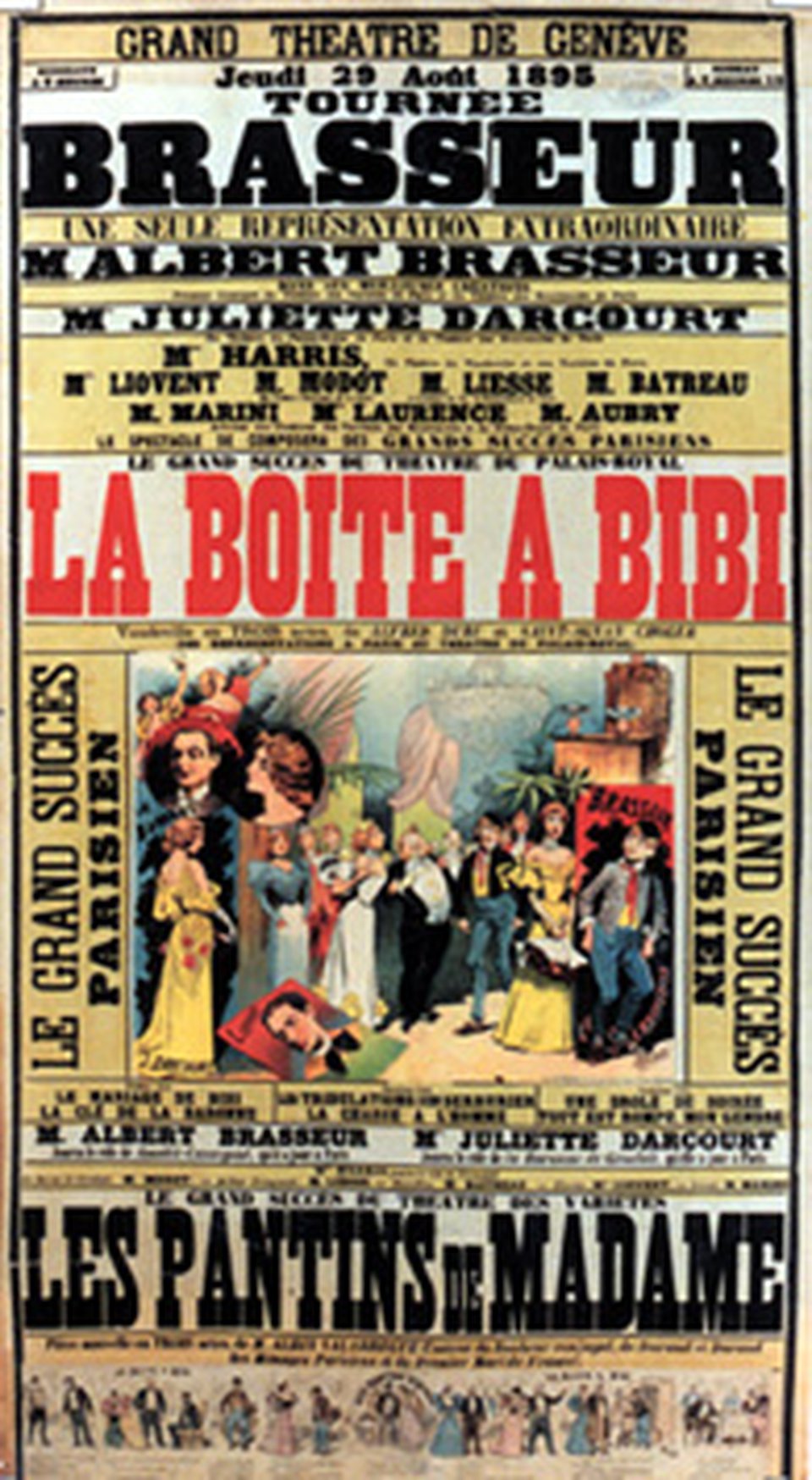 Tournée Brasseur au Grand Théâtre de Genève – Affiche ancienne – Alfred CHOUBRAC – 1895