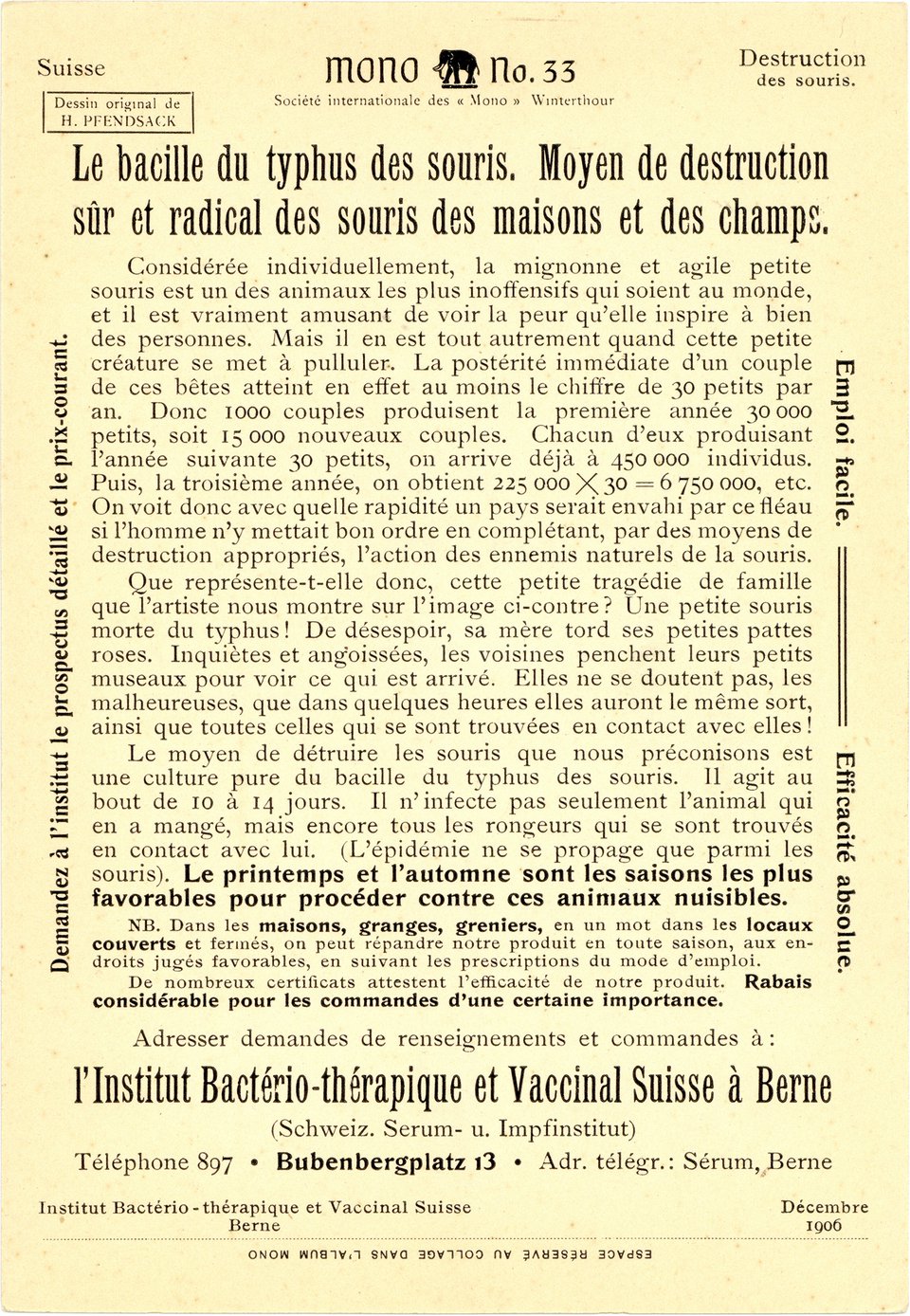 Le bacille du typhus des souris, Carte Mono