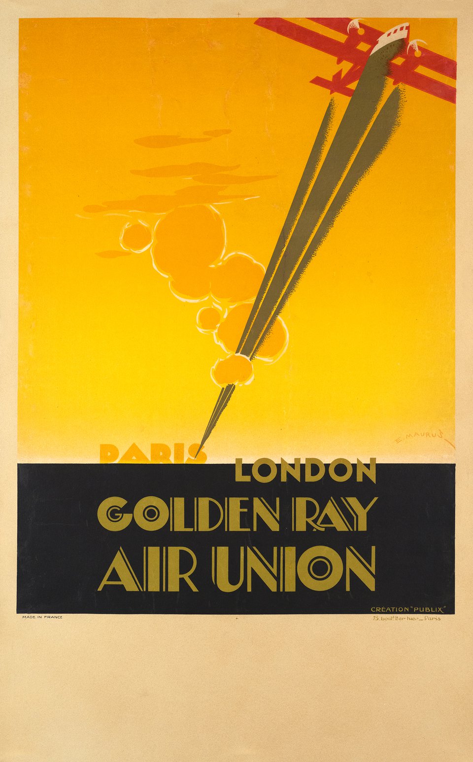 Paris London, Golden Ray Air Union – Affiche ancienne – Edmond MAURUS – 1940