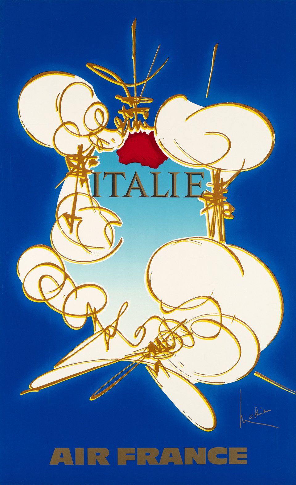Air France, Italie – Affiche ancienne – Georges MATHIEU – 1967