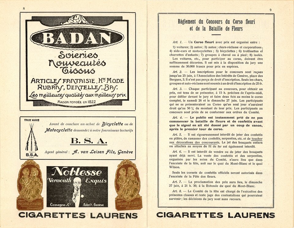 Programme officiel de la Fête des Fleurs de Genève