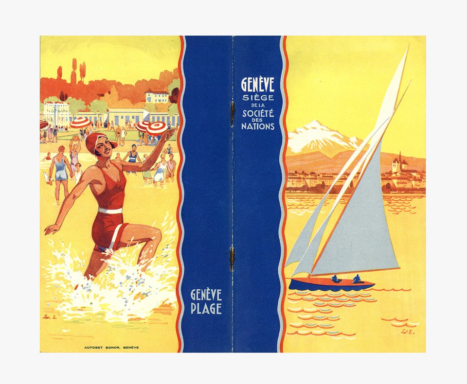 Genève, Siège de la Société des Nations – Vintage poster – Edouard ELZINGRE – 1927