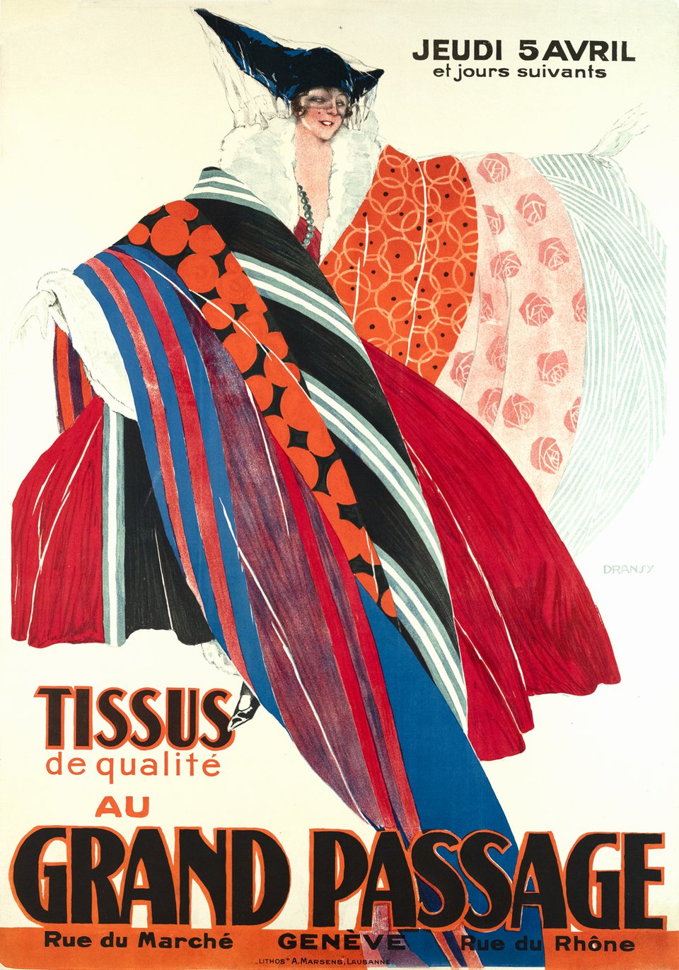 Tissus de qualité au Grand passage – Vintage poster – DRANSY – None