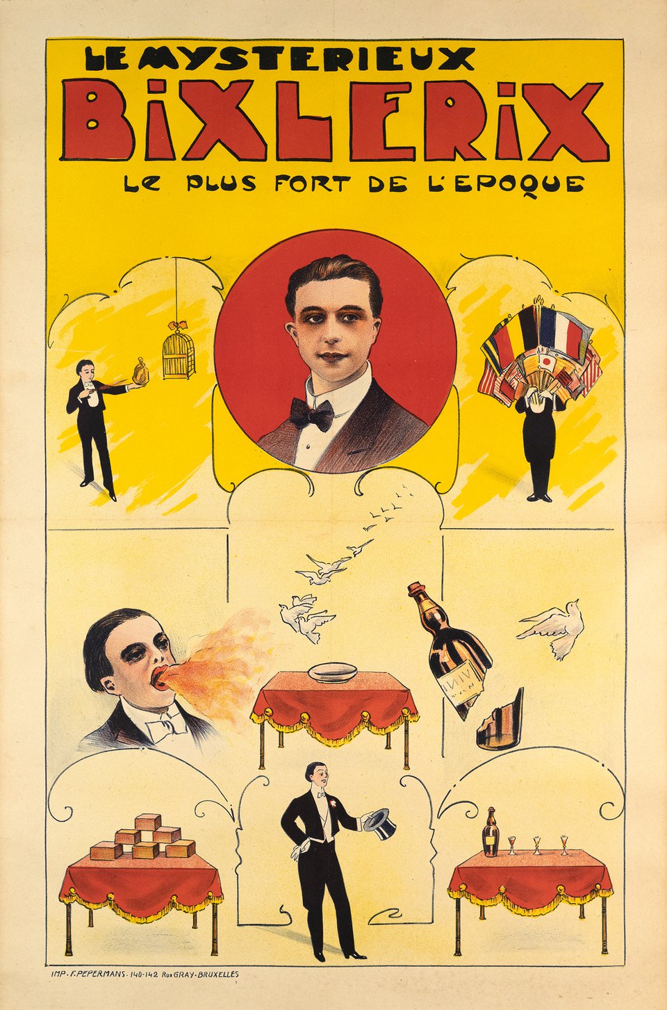 Le mystérieux Bixlerix, Le plus fort de l'époque – Vintage poster – ANONYMOUS – 1910