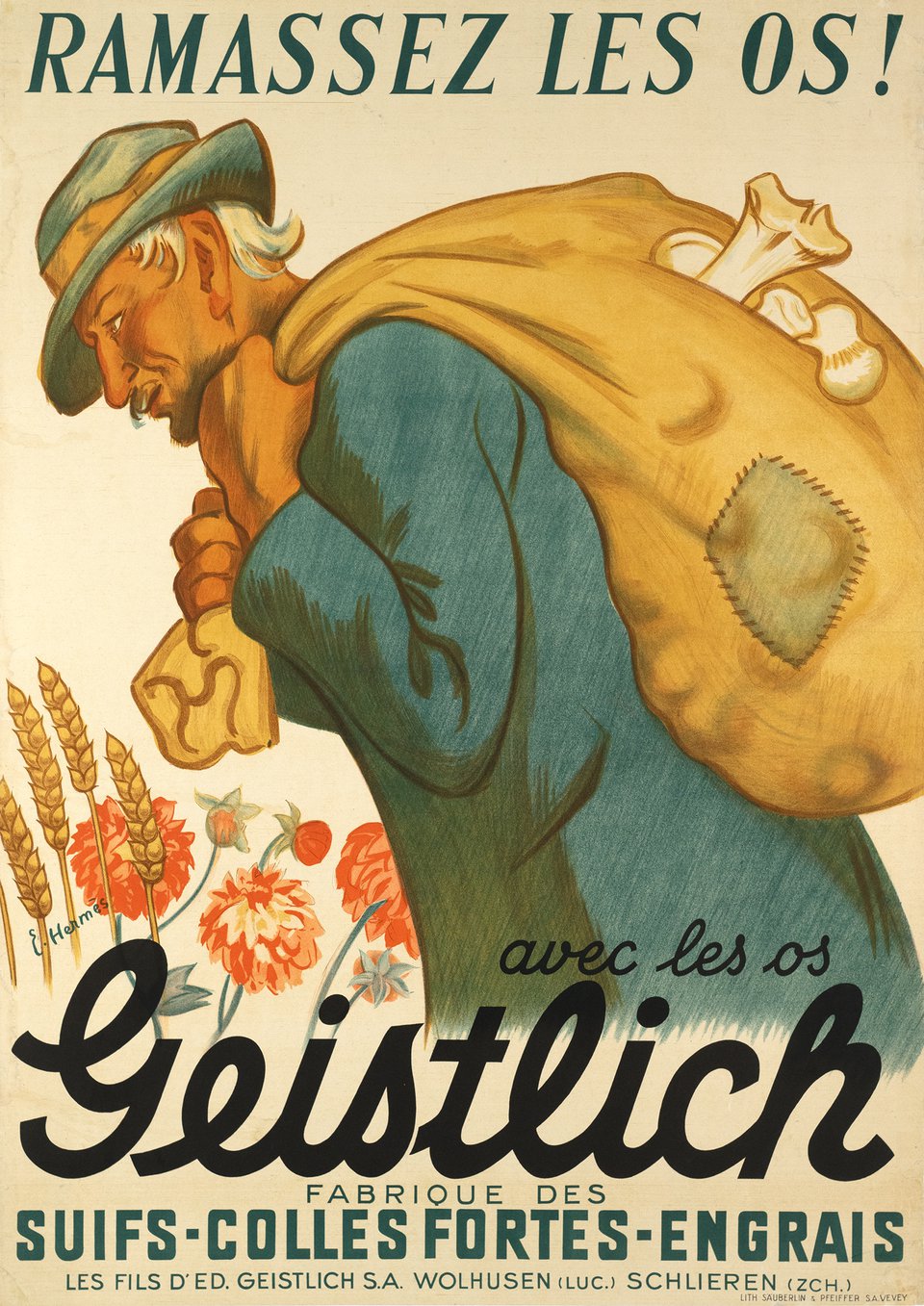 Ramassez les Os, avec les Os Geistlich – Affiche ancienne – Eric HERMES – 1930