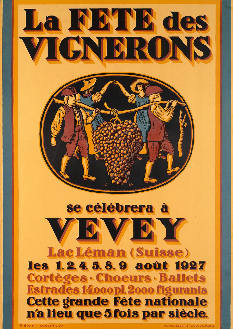 La Fête des vignerons se célèbrera à Vevey – Vintage poster – René MARTIN – 1927