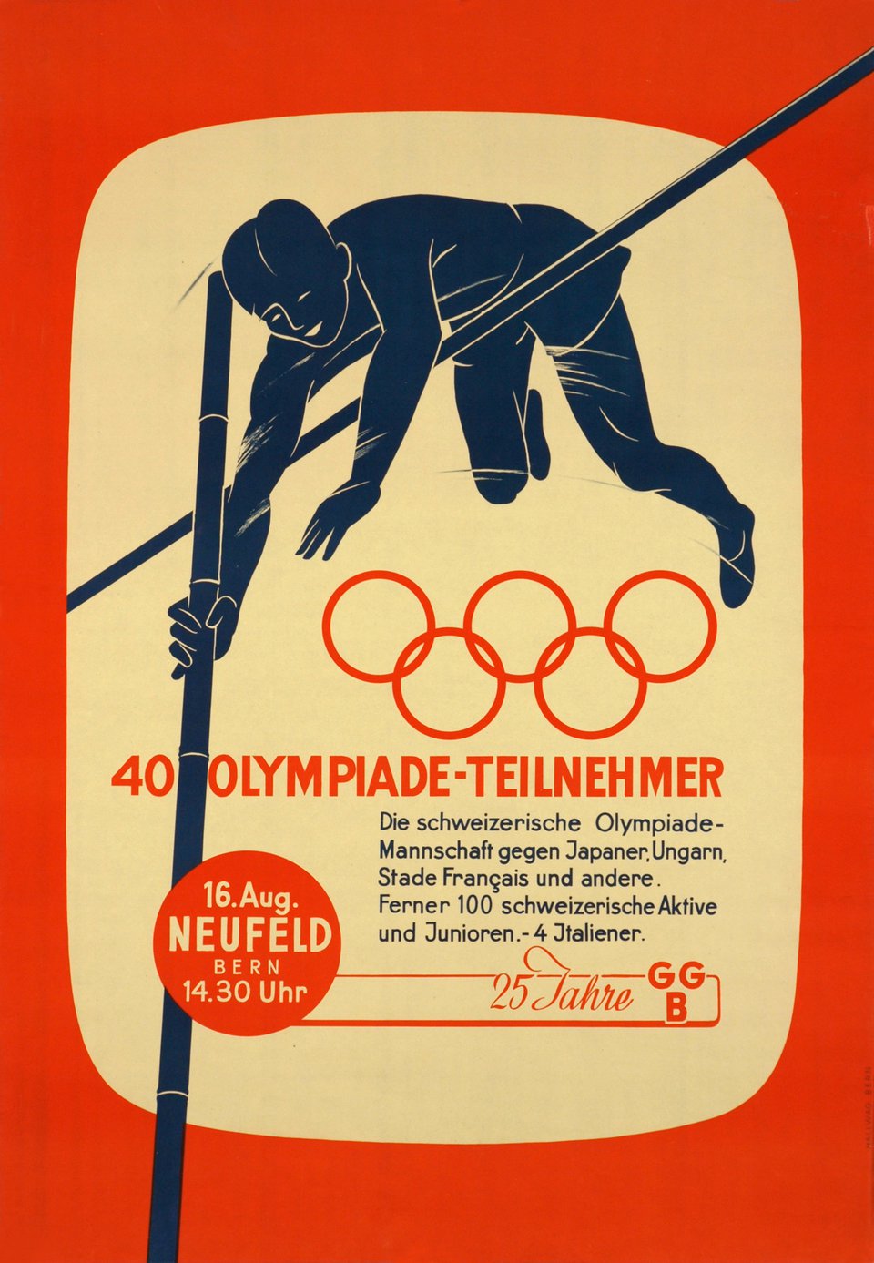 40 Olympiade-Teilnehmer, Neufeld Bern – Affiche ancienne – ANONYMOUS – 1950