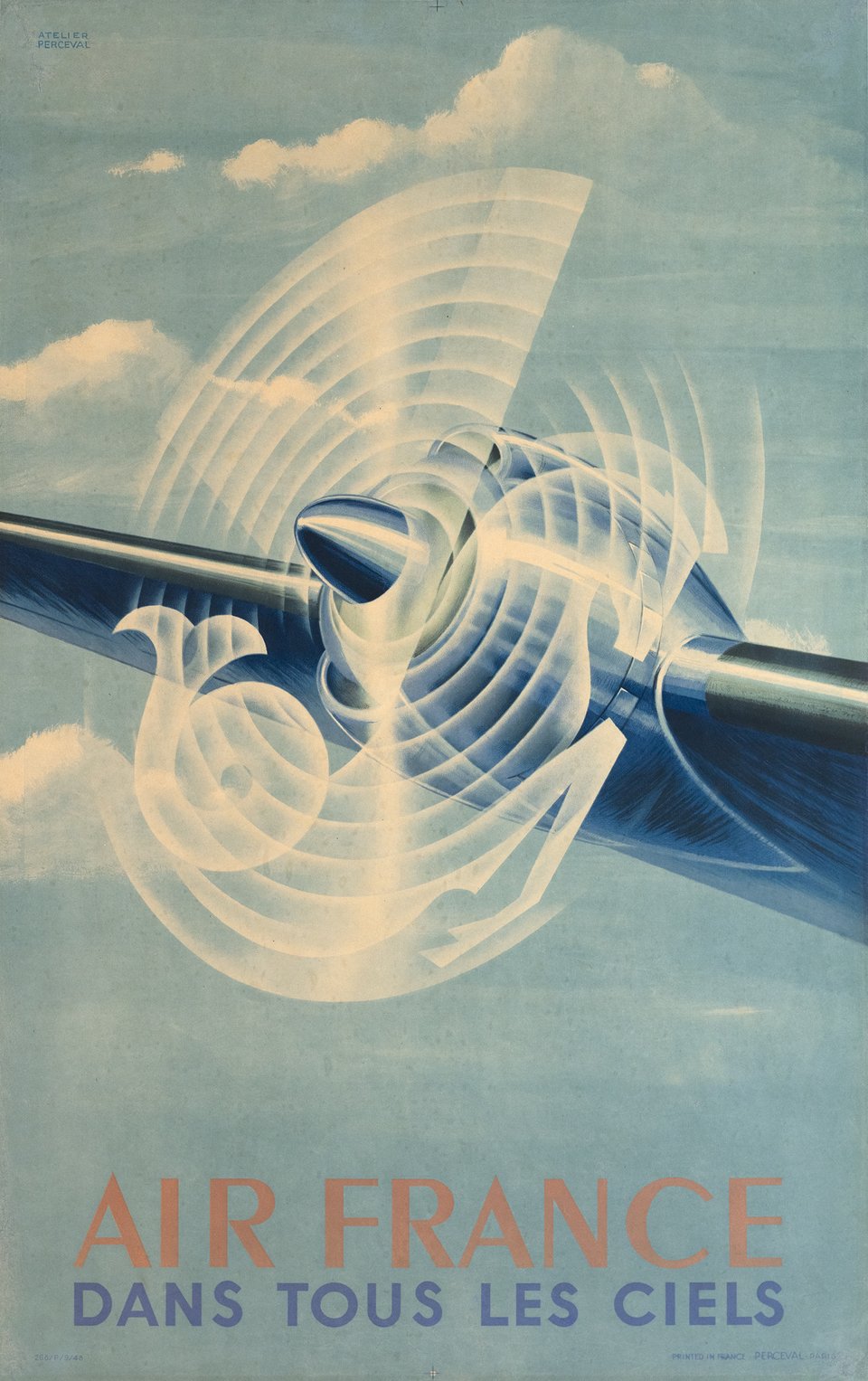 Air France dans tous les ciels – Vintage poster – PERCEVAL atelier – 1948