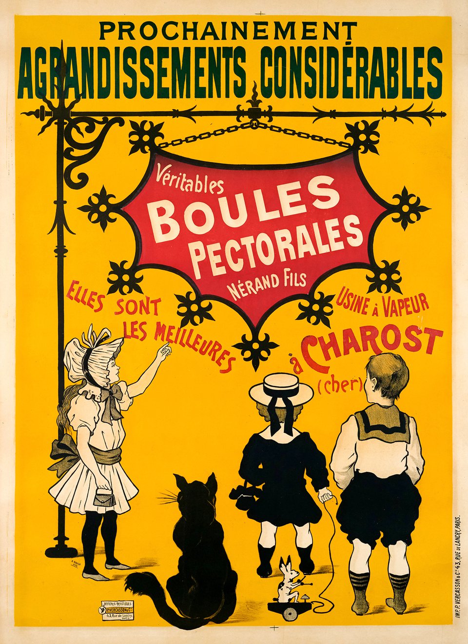 Véritables boules pectorales, Nérand & Fils – Vintage poster – J. HIRSCH – 1910