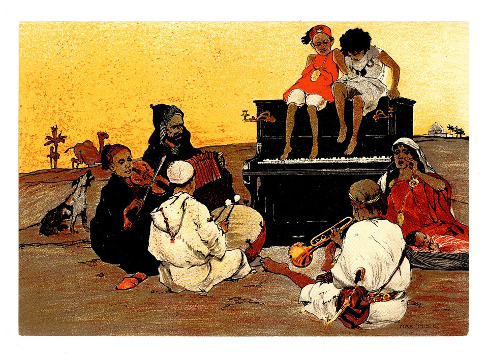 Hug & Co pianos & harmoniums, Carte Mono – Vintage poster – Max TILKE – 1906