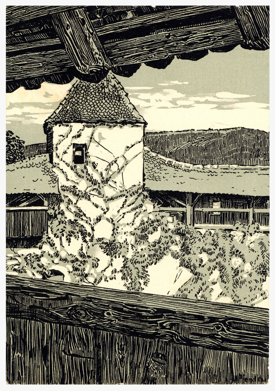 Château de Grandson, Carte Mono – Vintage poster – Hugo PFENDSACK – 1907