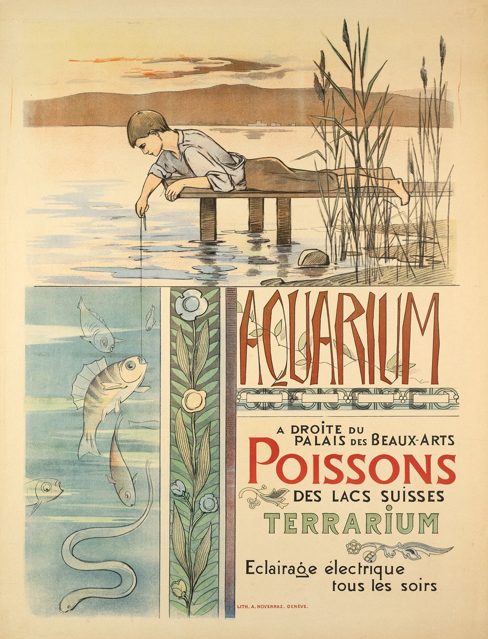 Aquarium, Terrarium, Genève – Vintage poster – ANONYMOUS – 1900